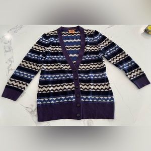 Tory Burch Zig Zag Logo Button Cardigan